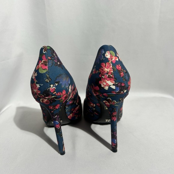 Schutz Gilberta Floral Pointed Toe Pumps Blue Pink Stiletto Heels 8B Silky - Picture 5 of 8